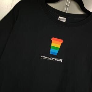 Starbucks Pride Vintage LGBTQ Rainbow Barista T-shirt XL Coffee Rare Exclusive